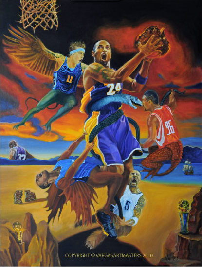 Kobe Defeating The Demons basketball painting